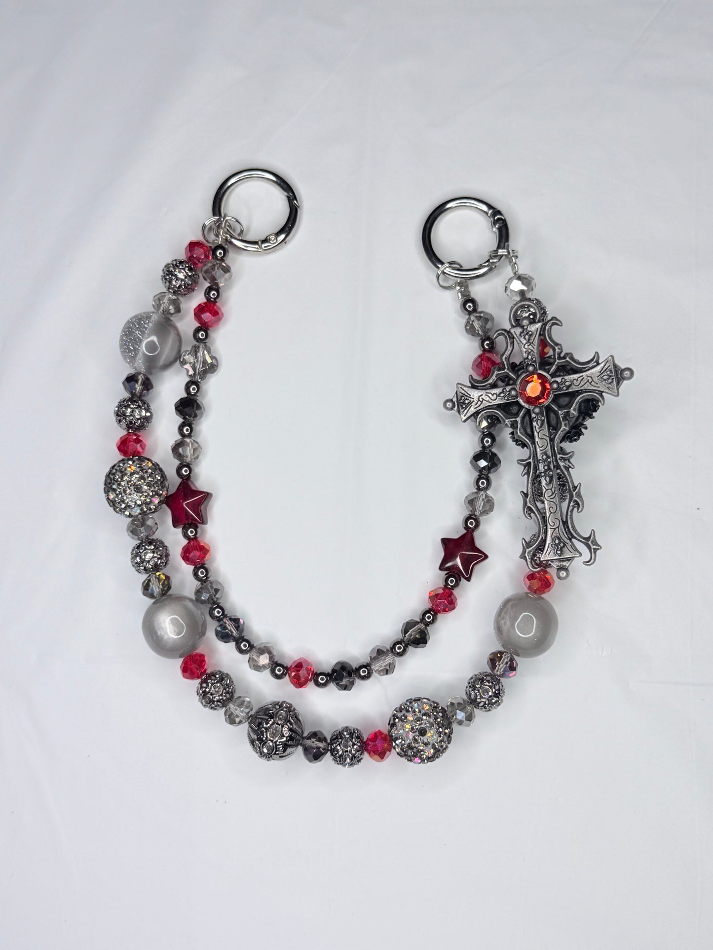 Silver and Red Gothic Cross